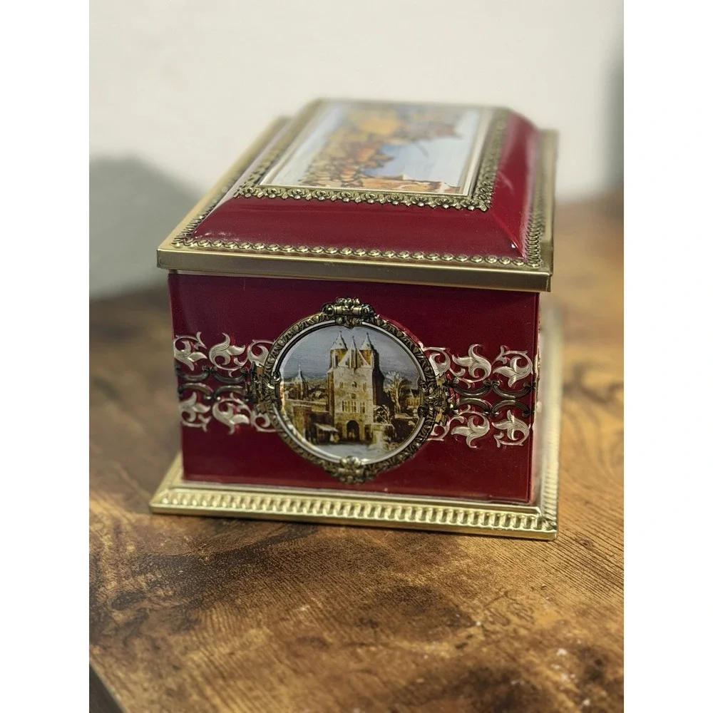 Vintage Klann Quality Embossed Tin Box - Western Germany - Ornate Carriage Scene